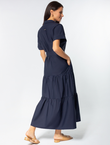 Ст.цена 3590р Платье-рубашка из хлопкового поплина D22.204 темно-синий