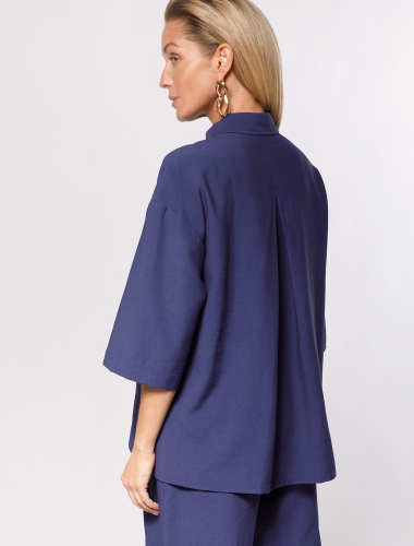 Ст.цена 1990р Свободная блузка из плотного лиоцелла D29.238 дымчатый синий