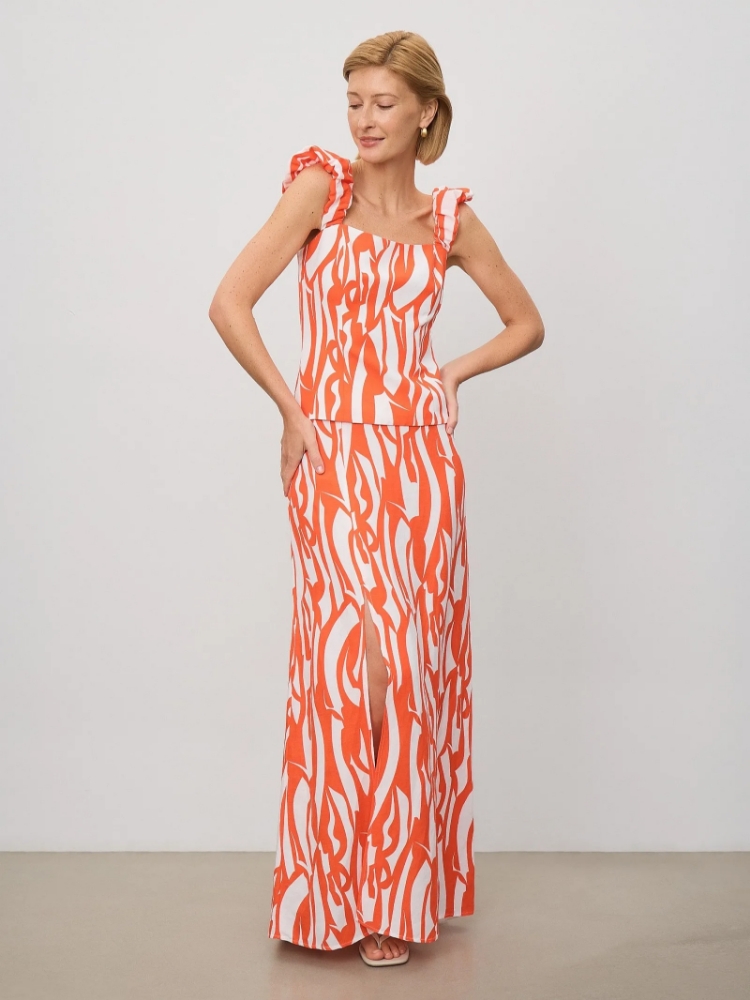 Юбка с разрезом ,
50% лен, 50% вискоза ,