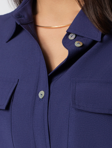 Ст.цена 3190р Платье-рубашка из плотного лиоцелла D22.209 дымчатый синий