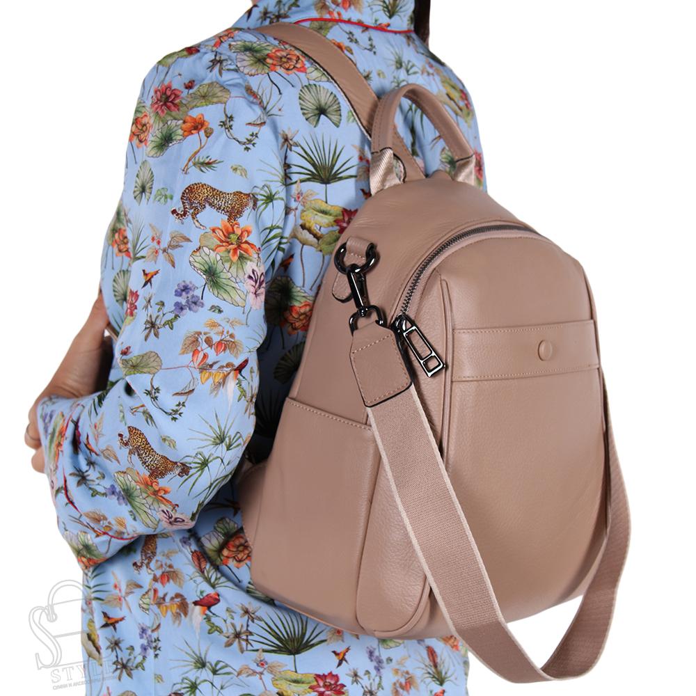 Рюкзак женский кожаный 680VG beige Vitelli Grassi