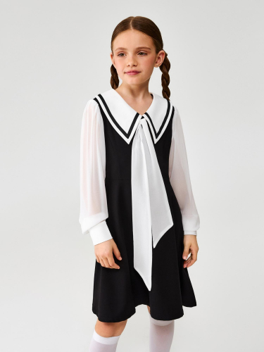 20210200719 Платье детское для девочек Pen черно-белый