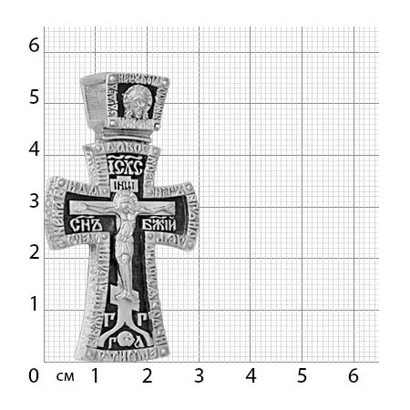 2-308-3 Крест (Ангел Хранитель) из серебра частичное чернение литье