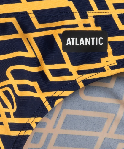 Плавки мужские спорт Atlantic, 1 шт. в уп., полиамид, темно-синие + светло-оранжевые, KMT-335
