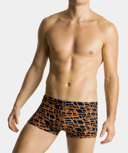 Купальные шорты мужские Atlantic, 1 шт. в уп., полиамид, темно-синие + светло-оранжевые, KMS-316