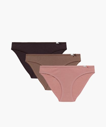 Трусы женские бикини Atlantic, набор из 3 шт., хлопок, винные + темный капучино + бежевые, 3CLP-001