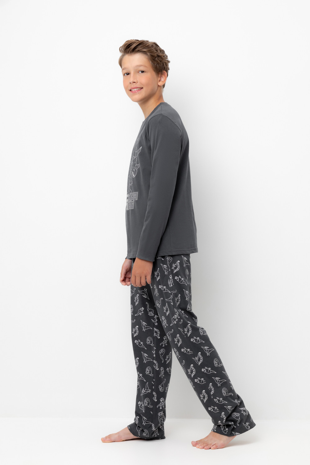 Crockid Пижама КБ 2832 серый гранит, дино друзья Crockid