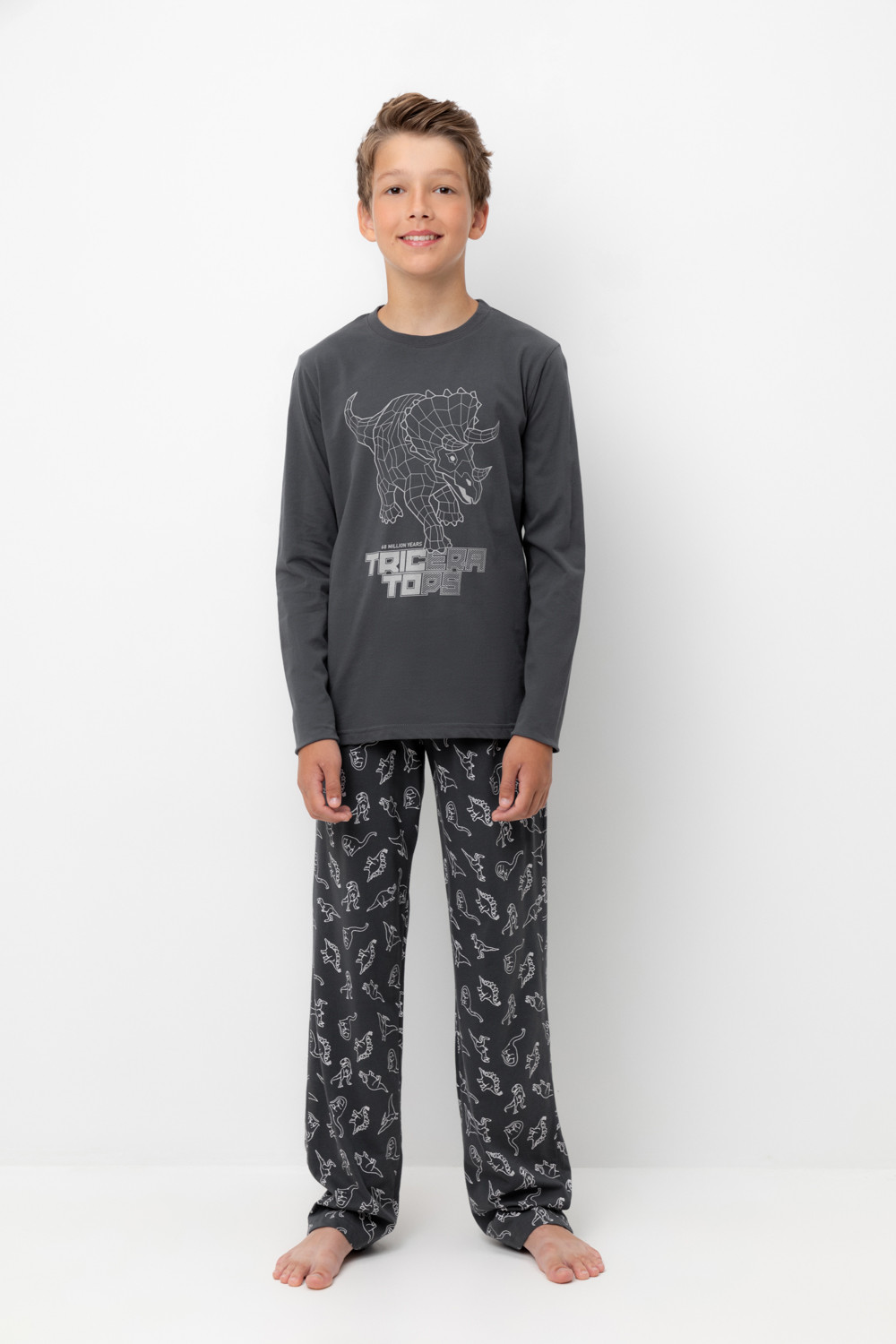 Crockid Пижама КБ 2832 серый гранит, дино друзья Crockid