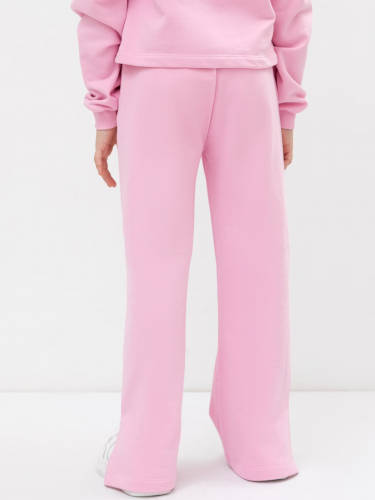 Хлопковые брюки для девочек прямого силуэта в розовом цвете