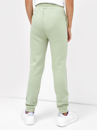 Утепленные брюки в пыльно-зеленом оттенке для девочек