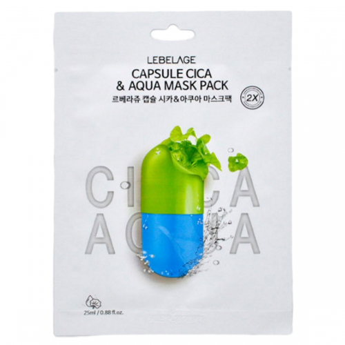 Lebelage Тканевая маска для лица c центеллой и аква-компонентами / Capsule Cica & Aqua Mask Pack, 25 мл