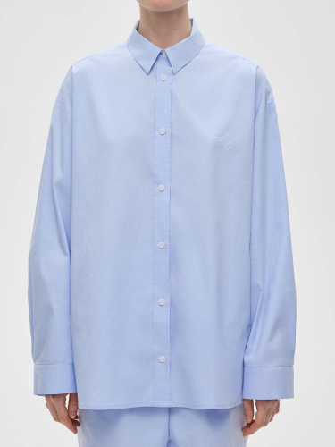 Рубашка свободного кроя из хлопка 0128, голубой
