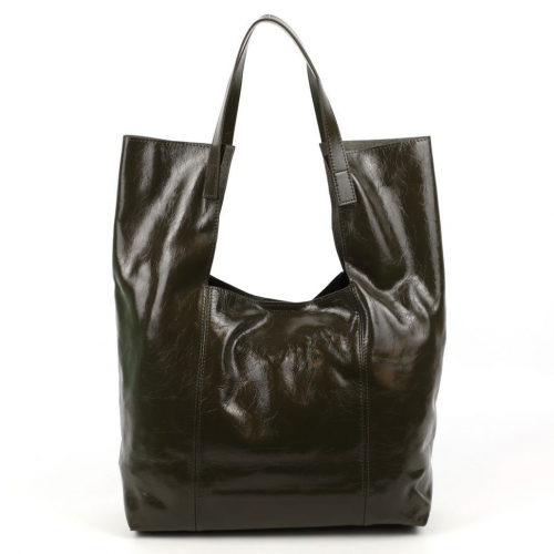 Женская мягкая кожаная сумка шоппер 0054-6