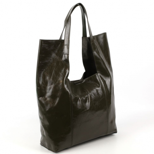 Женская мягкая кожаная сумка шоппер 0054-6