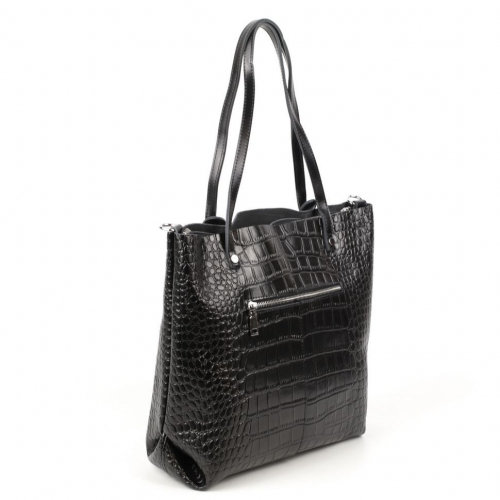 Женская кожаная сумка шоппер под крокодила 0057-1