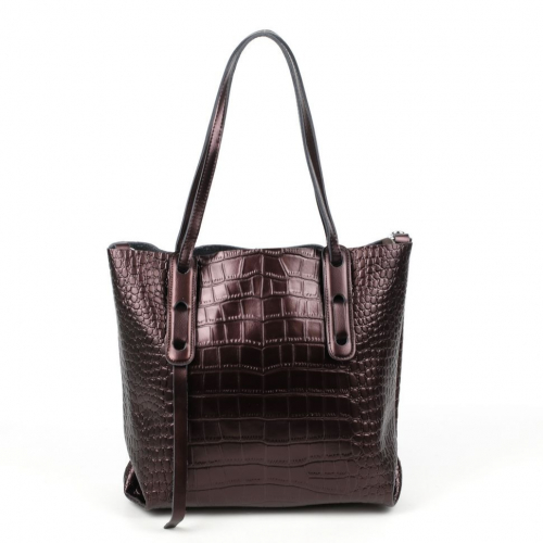 Женская кожаная сумка шоппер под крокодила 0057-9