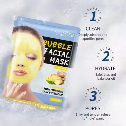 SADOER  Глубоко очищающая кислородная пузырьковая маска с куркумой Bubble Facial Mask
