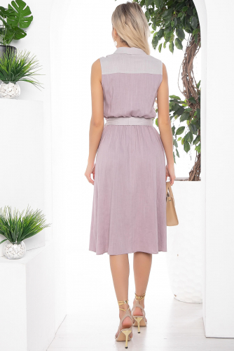 Платье с кокеткой (розово-бежевое) П10491