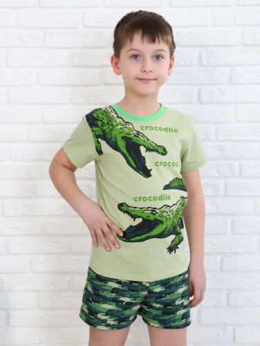 Пижама Компот печать для мальчиков - кайман зеленый (Нл)