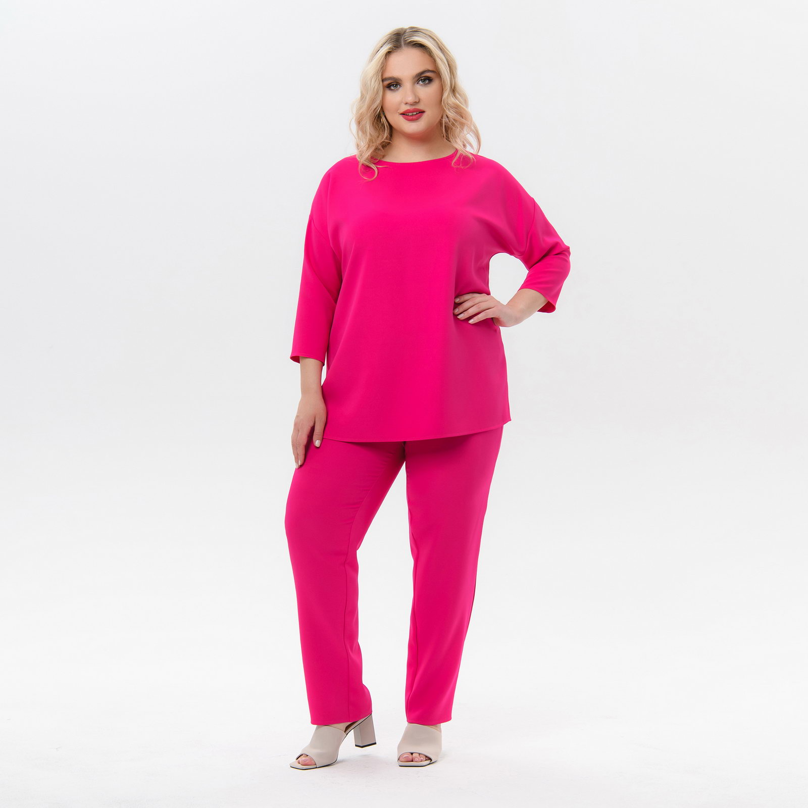 Брюки из плательно-костюмной ткани, фуксия