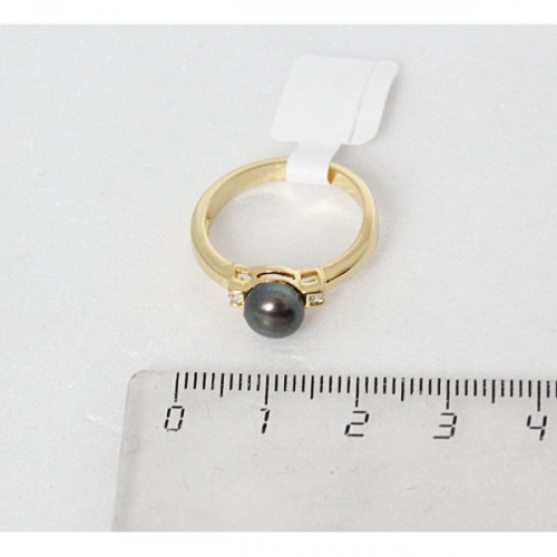 Кольцо  с жемчугом черным 