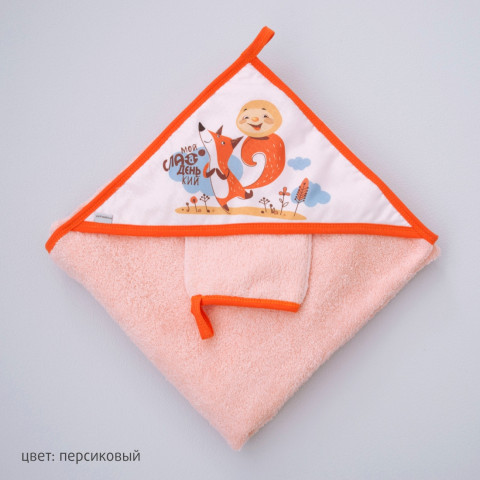 Пеленка 90 для купания Сказка Колобок с углом и рукавичкой,