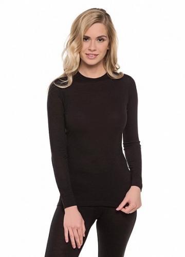  Wool+Silk Футболка женская с длинным рукавом, цвет черный