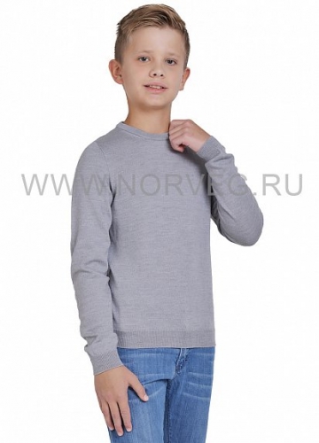 Sweater Wool Свитер для мальчика с круглым воротом цвет серый меланж