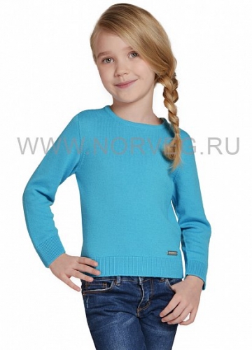 Sweater Wool Свитер для девочки с круглым воротом цвет голубой