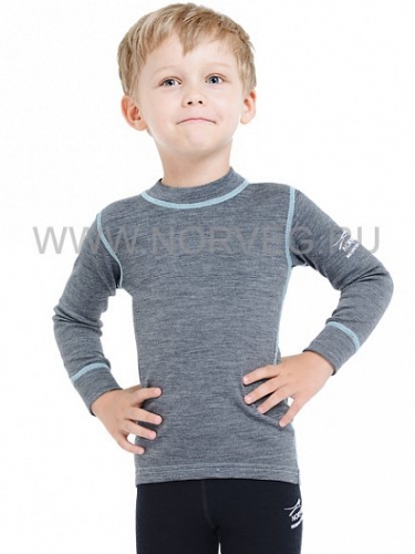  Soft  Футболка  детская с длинным рукавом unisex, цвет серый меланж