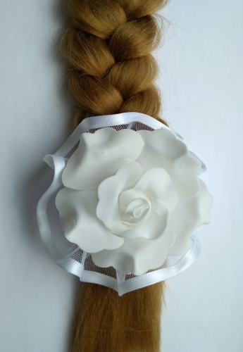 Бант белая роза на фатине 12-13см