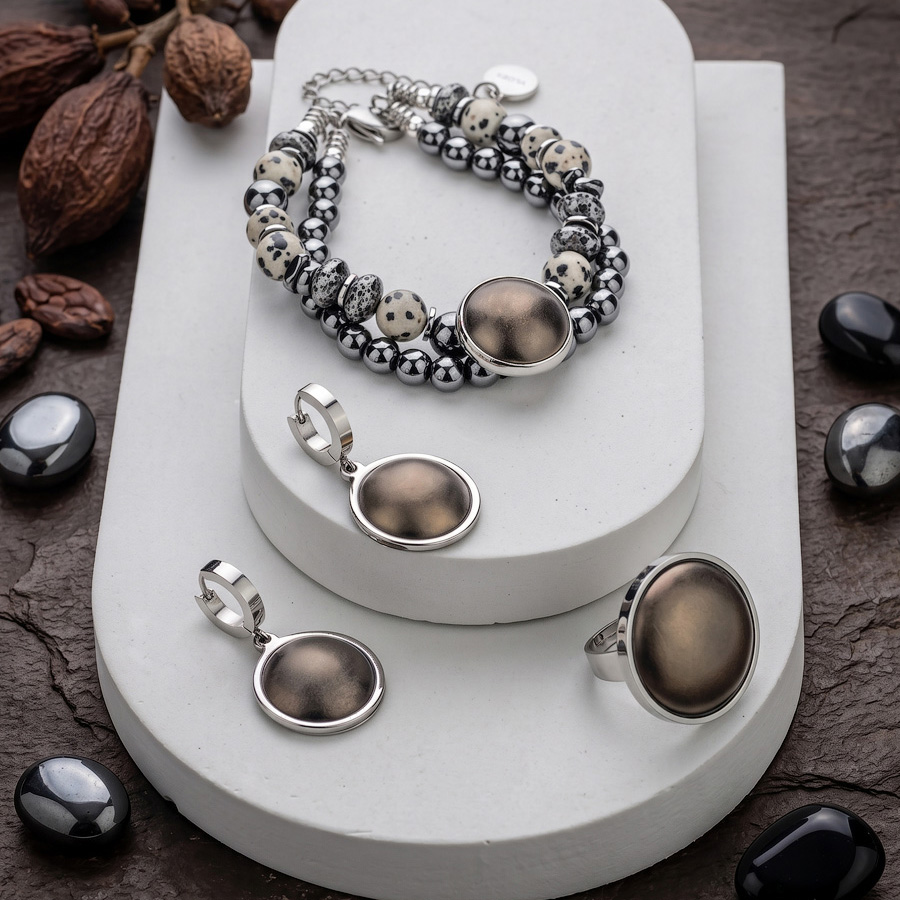 Серьги из муранского стекла CACAO CHROME LS3596