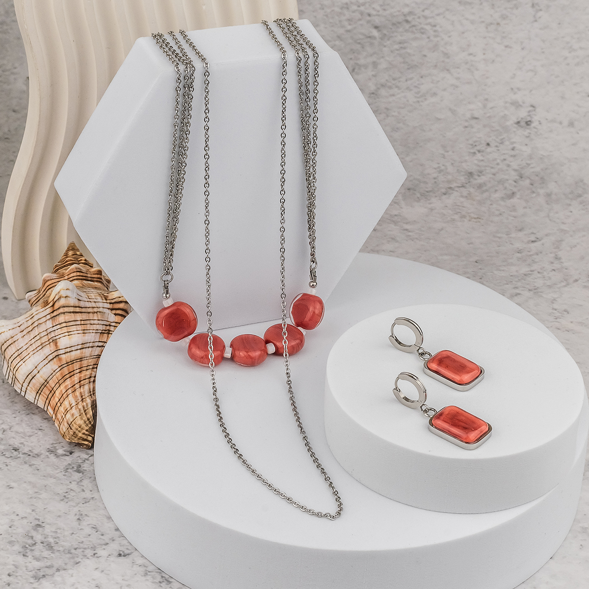 Серьги из муранского стекла VANILA CORALL LS3543