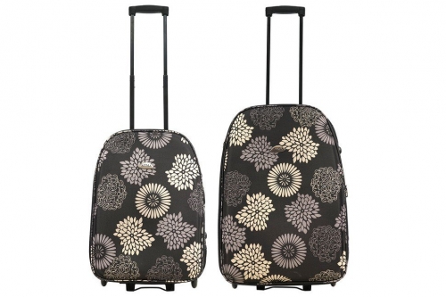 Комплект чемоданов 2в1 Atma Flowers - grey (M+S)