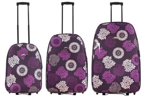 Комплект чемоданов 3в1 Atma Flowers - purple (L+M+S)