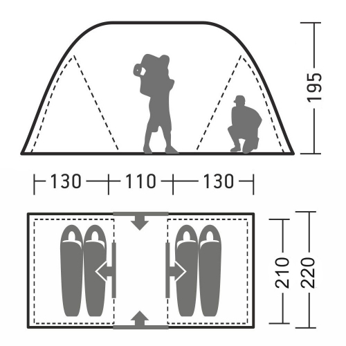 Кемпинговая палатка четырёхместная GREENELL Виржиния 4 V5