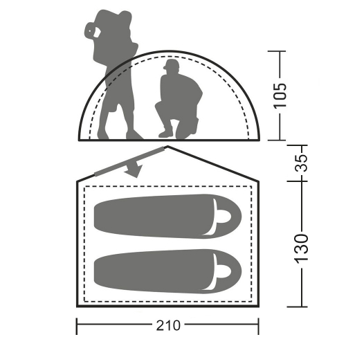 Двухместная палатка для похода с автоматическим каркасом Трале 2 V5