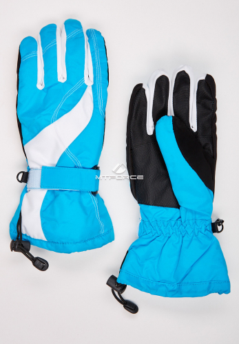 Женские зимние горнолыжные перчатки голубого цвета 315Gl