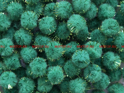 Помпоны с люрексом (цв.зеленый) 1.5см