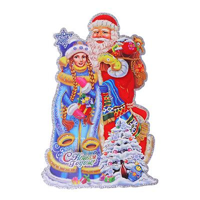 НГ336321 СНОУ БУМ Панно бумажное со Снегурочкой и Дедом Морозом, 35 см