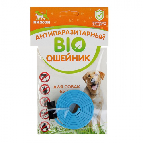 ЗОО2641313 Биоошейник антипаразитарный ПИЖОН для собак от блох и клещей, синий, 65 см