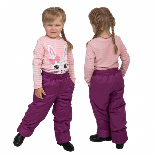 Детские зимние брюки,с утеплителем -синтепон арт. 555, цвет-брусника