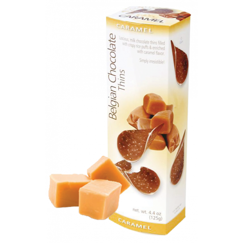 Шоколадные чипсы Belgian Chocolate Thins Карамель 80 гр Артикул: 7163