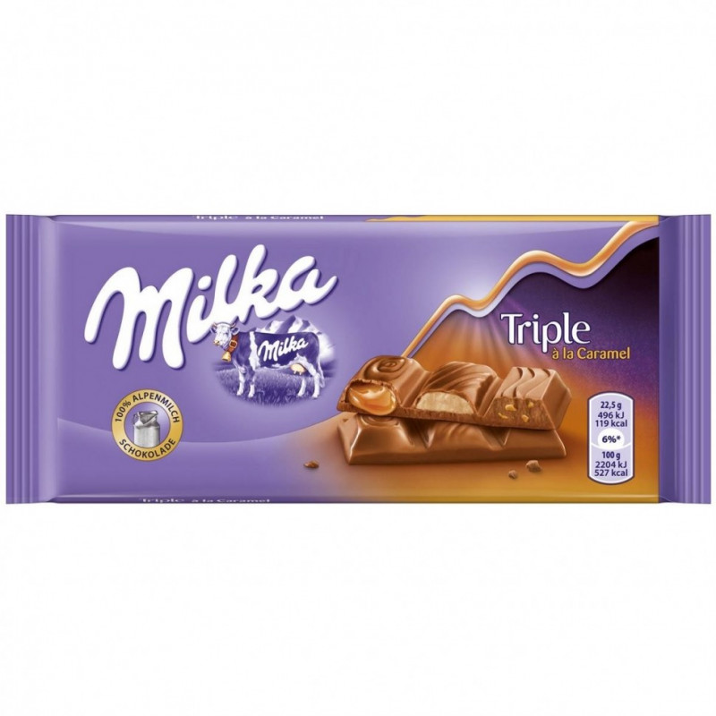Шоколад Milka Triple Caramel 90гр(плитка) Артикул: 5165