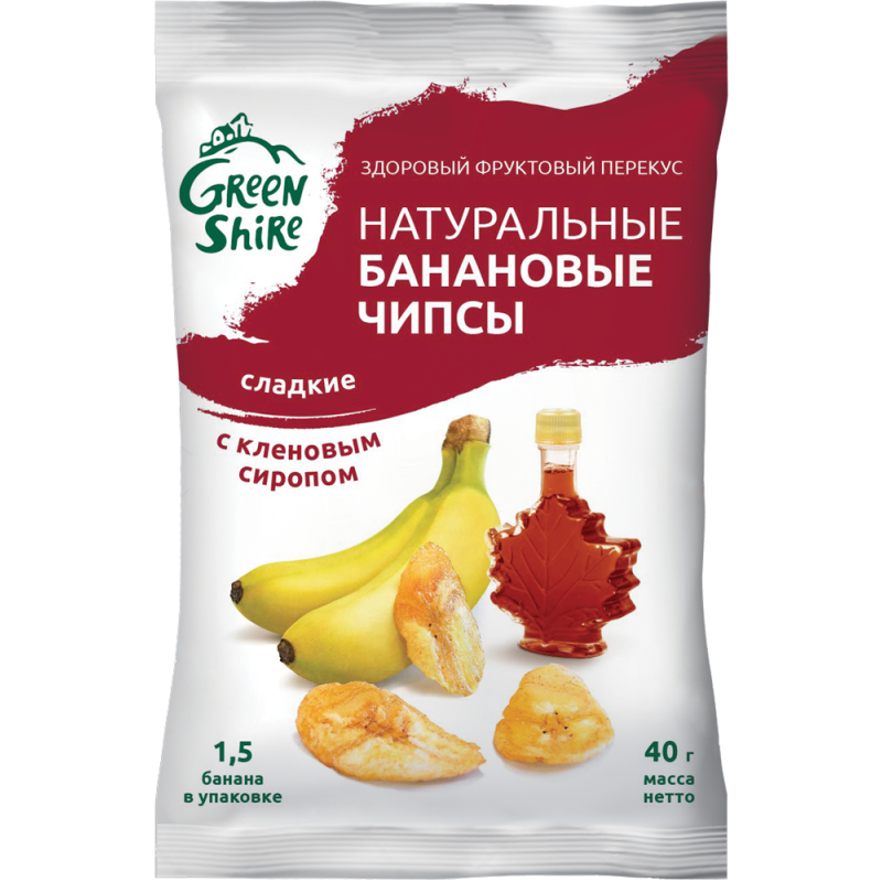 Чипсы банановые натуральные с кленовым сиропом 40гр Артикул: 7026