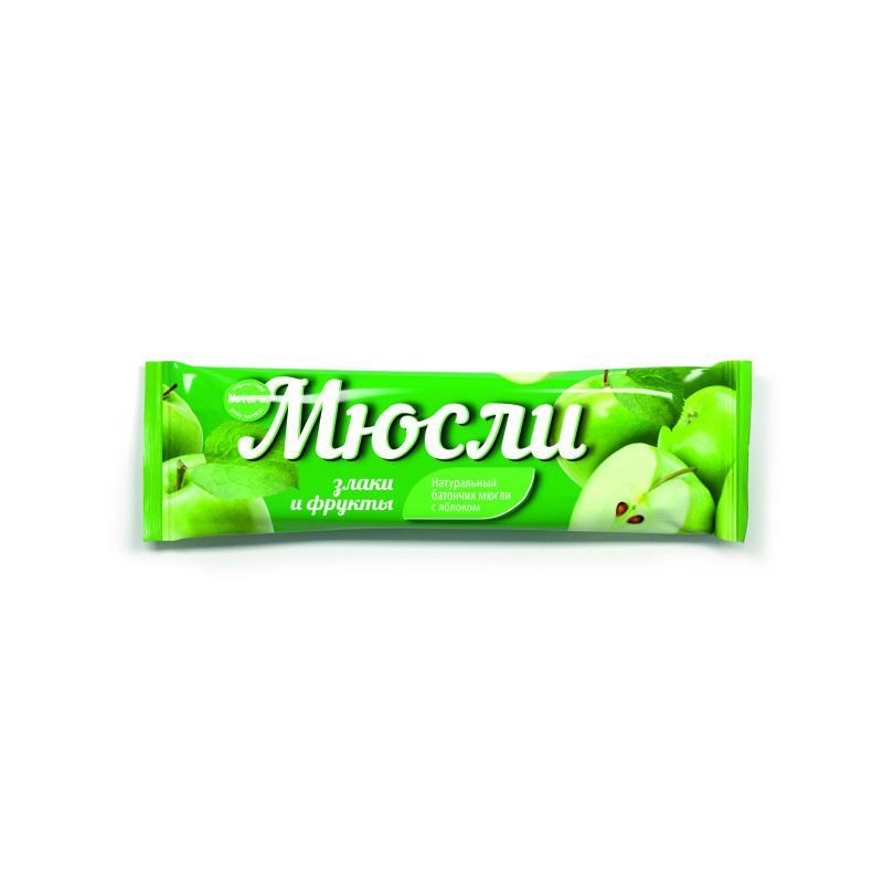 Натуральный батончик мюсли с яблоком 40г Артикул: 7157