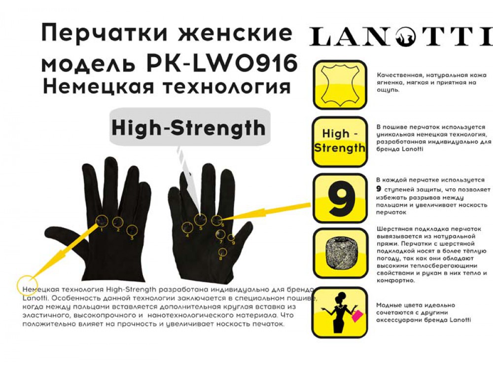 Перчатки женские Lanotti PK-LW0830/Кофе