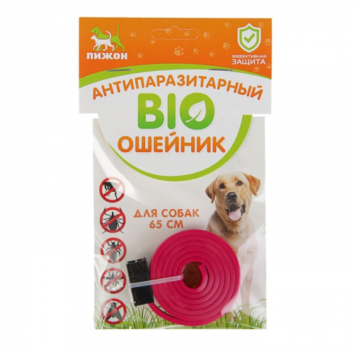 ЗОО2641312 Биоошейник антипаразитарный ПИЖОН для собак от блох и клещей, красный, 65 см