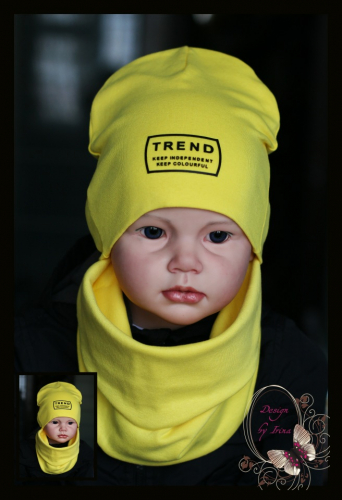 Удлиненная хлопковая шапка для мальчика «TREND» желтая