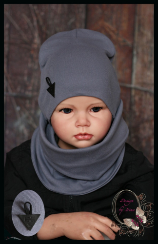 Удлиненная хлопковая шапка для мальчика «Эдди» антрацит